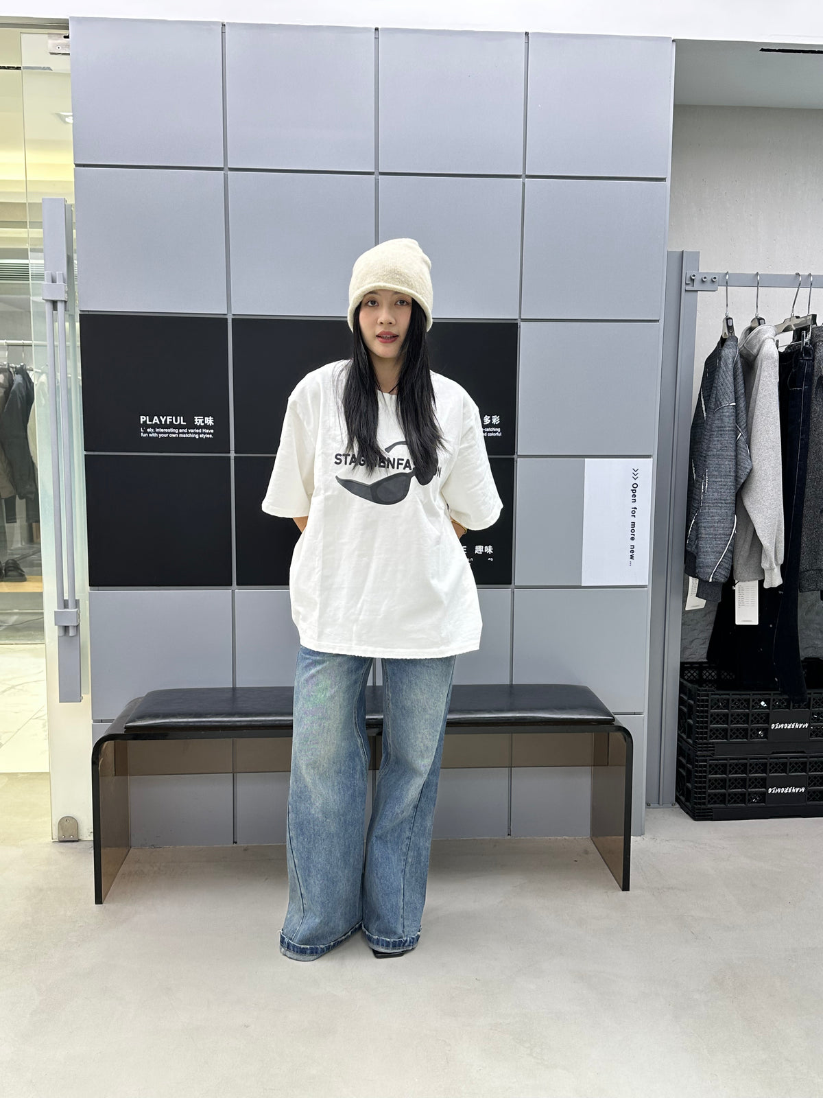 STAGMENFASHION Sunglasses Graphic Oversized T-Shirt