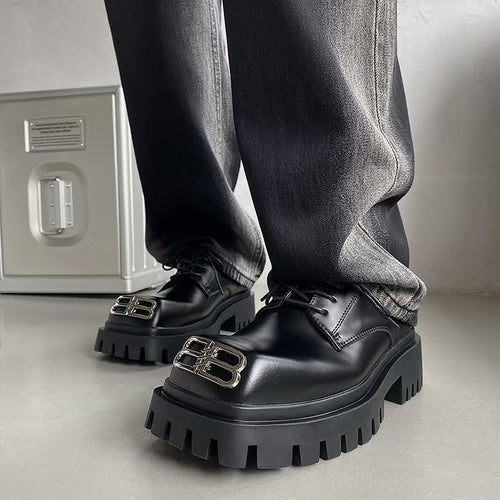 BB Metal Logo Chunky Platform Derby Shoes