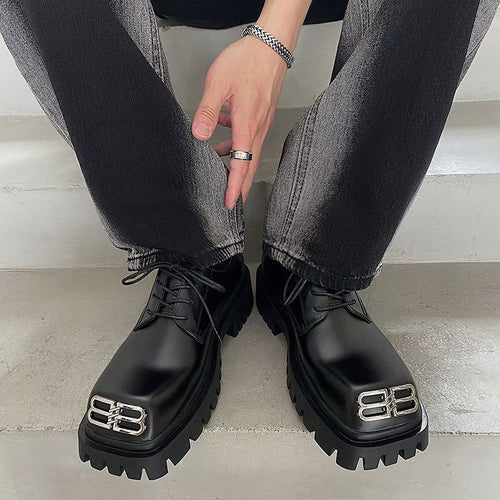 BB Metal Logo Chunky Platform Derby Shoes