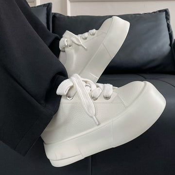 All-White Platform High-Top Sneakers
