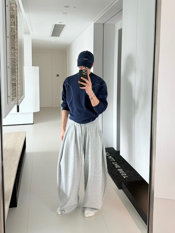 Pleated Wide-Leg Drawstring Trousers