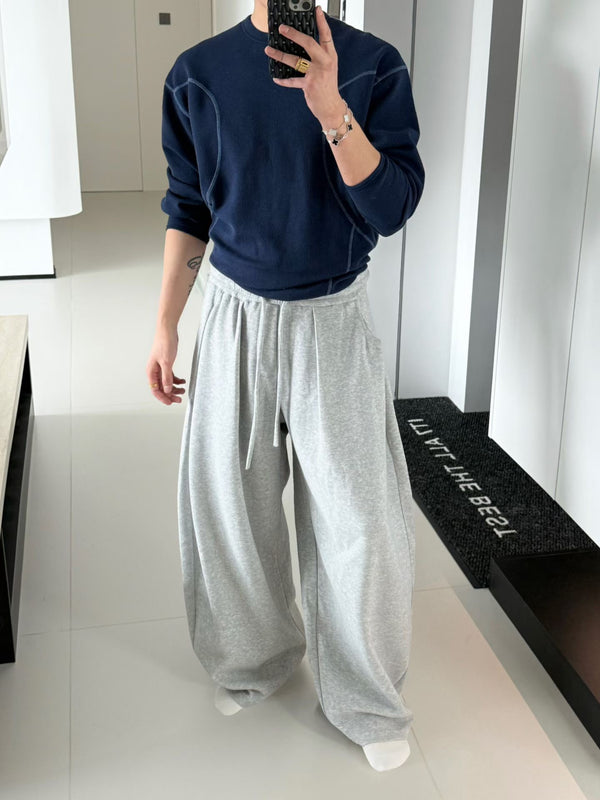 Pleated Wide-Leg Drawstring Trousers