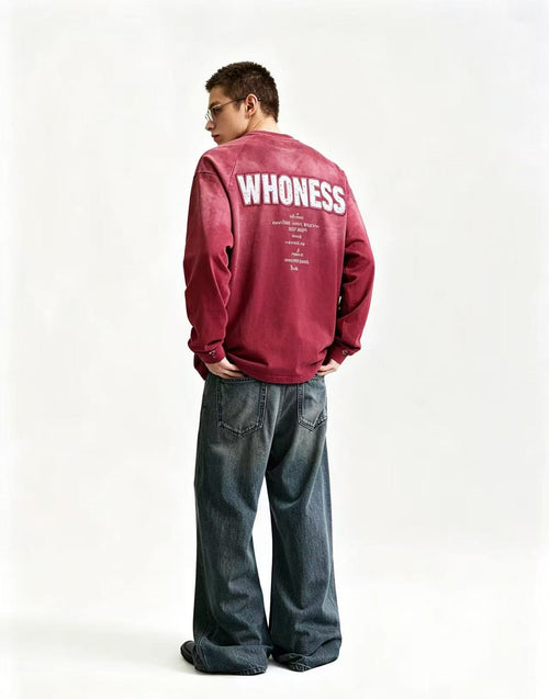 WHONESS "WHONESS" Back Print Long Sleeve T-Shirt