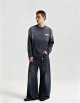 WHONESS Washed Graphic Long Sleeve T-Shirt